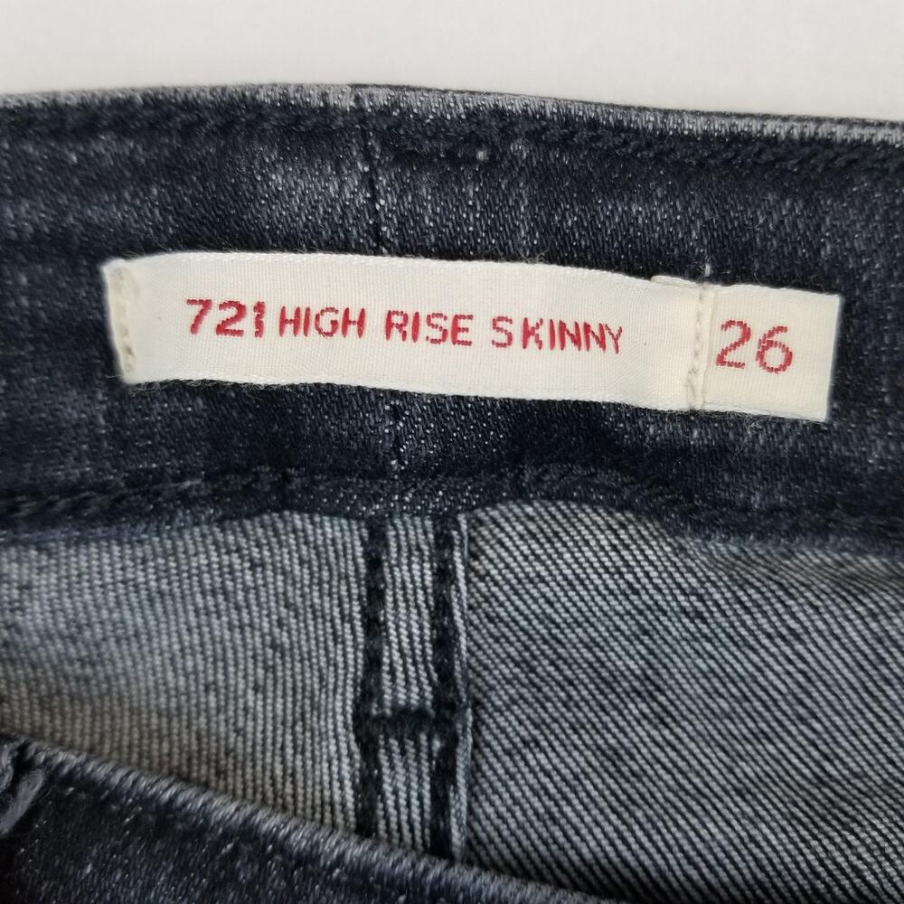 Levis 721 High Rise Skinny Jeans Womens 26 Blue Italian Selvedge Stretch Denim - Picture 7 of 16